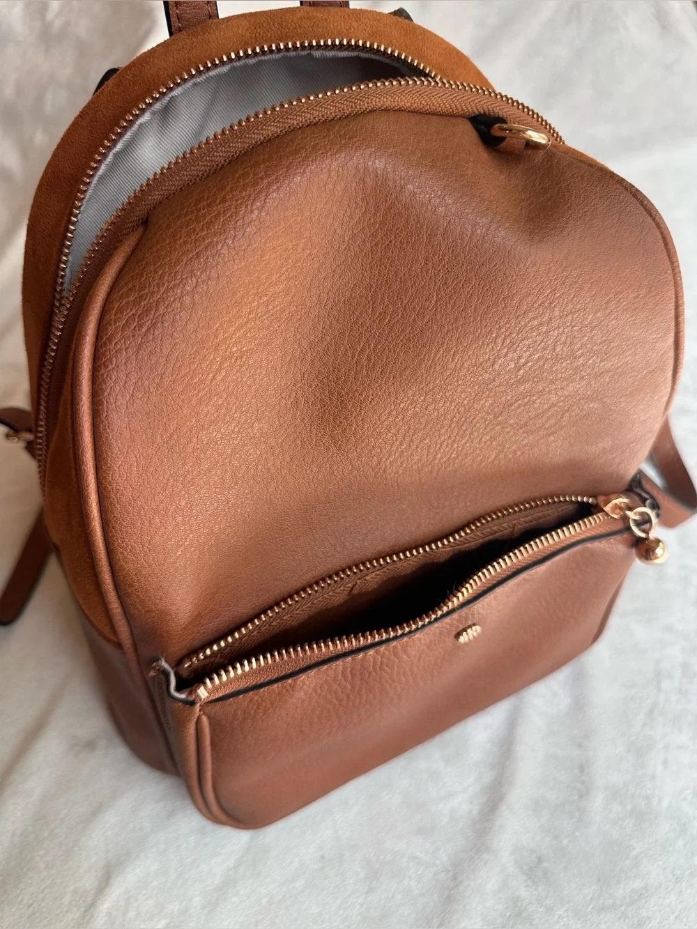 LC Lauren Conrad Small Brown Faux-Leather Backpack with Heart Charm